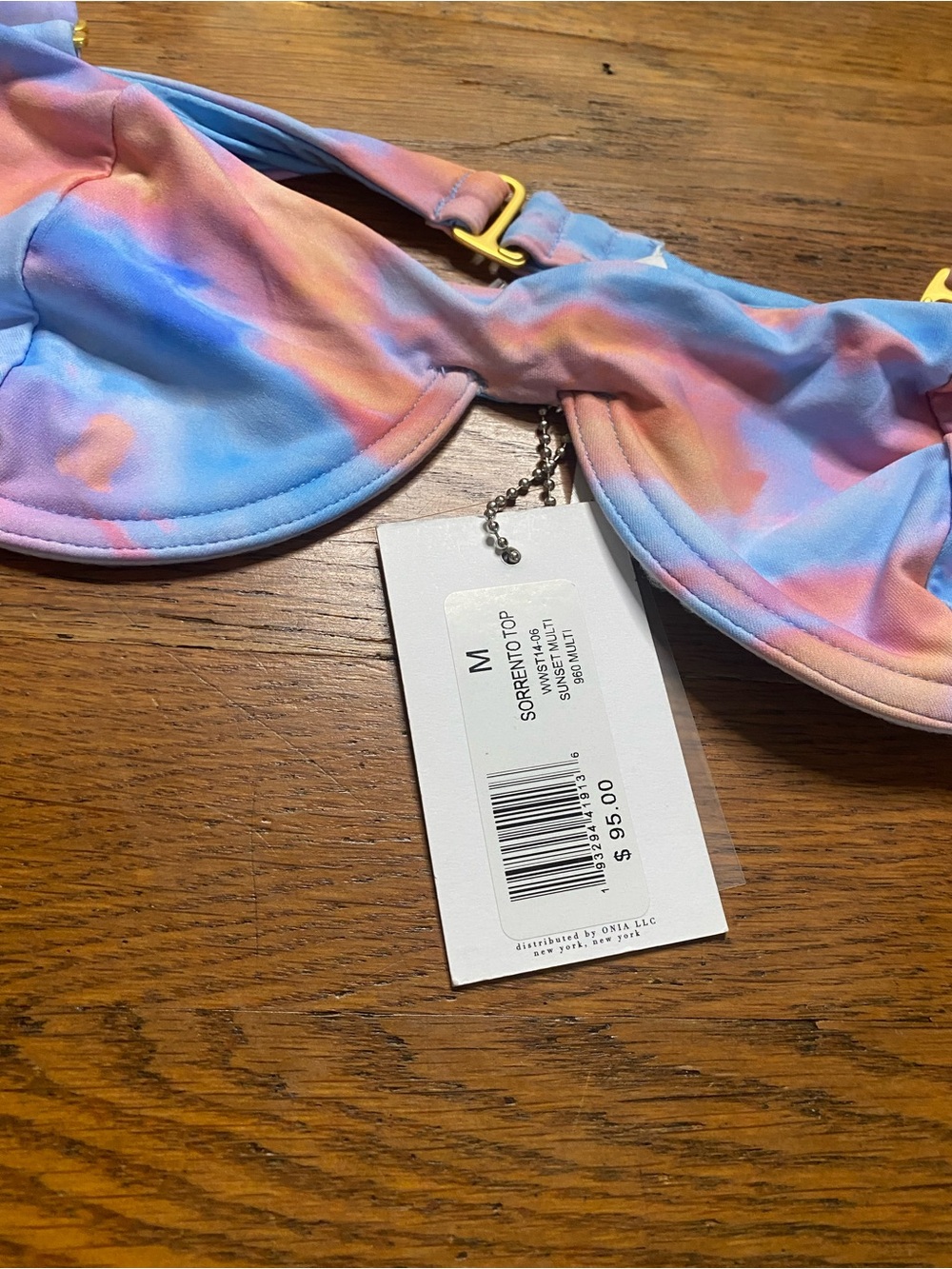 WeWoreWhat Sorrento Underwire Bikini Top Sunset Multi Tie Dye Medium NWT - Picture 3 of 7